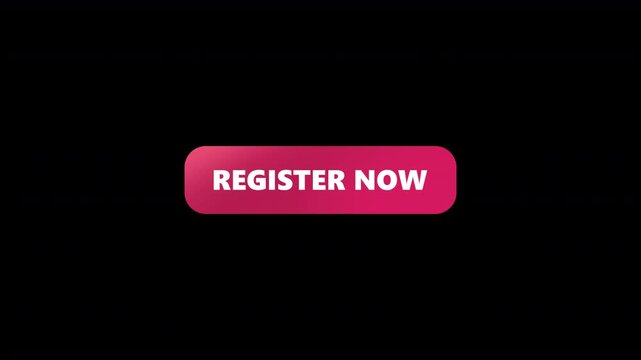 REGISTER NOW Button. Simple, clean animation perfect for websites or apps UI,UX,GUI. animation on black background 4k video