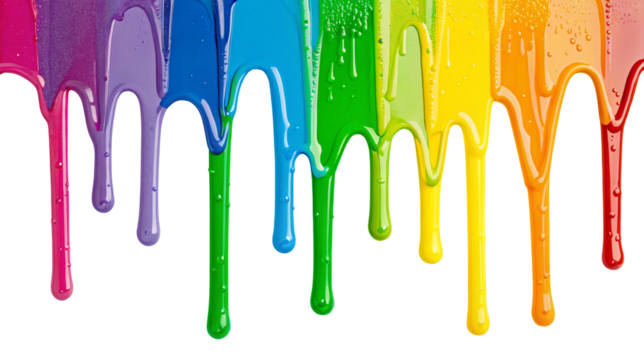 Vibrant dripping rainbow paint colors splatter abstract artwork vivid background design expression