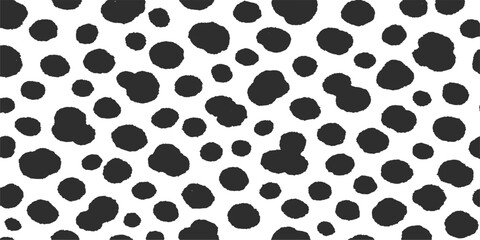 Seamless vector illustration of an animal print heart pattern with black and coffee-colored leopard spots