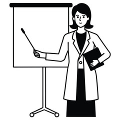 Female doctor giving medical presentation on white background