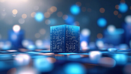 Abstract Data Cube Background – Big Data Storage, Information Servers, Data Science, and Advanced Computer Algorithms Vector Illustration