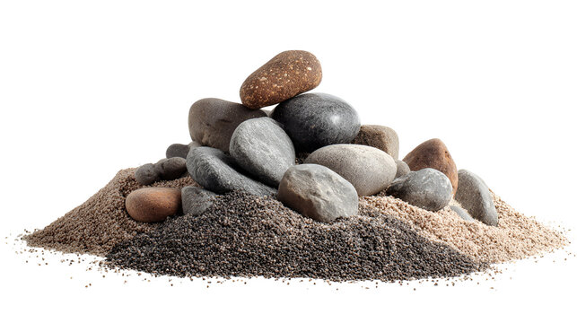 Smooth stones on sand pile dark background zen garden rocks nature