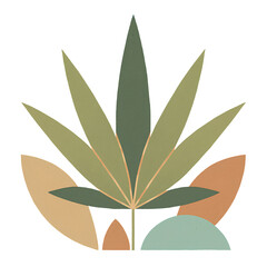 Geometric Abstract Agave Plant Illustration. Minimalist Botanical Design with Fan-Shaped Leaves and Earth Tone Elements. Modern Nature Graphic for Branding, Decor, and Organic Product Concepts. 