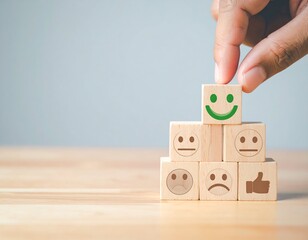 Enhancing customer experience through feedback with wooden emotion blocks