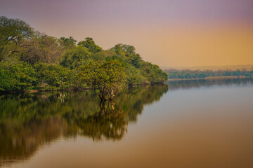 sunset over the lake