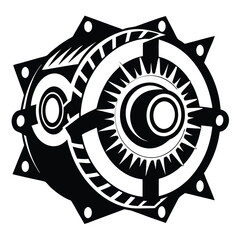 Fototapeta premium Abstract Black and White Graphic Featuring Circular and Geometric Shapes, Bold Contrasts