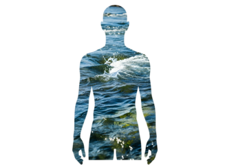 Human silhouette filled with water isolated on transparent background