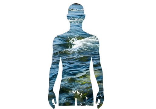 Human silhouette filled with water isolated on transparent background