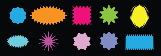 frames zigzag edge shapes, rectangular shapes with squiggly borders, Set of Zigzag and colorful or black Shapes
