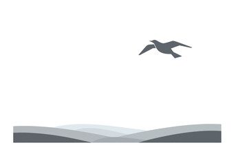 Solitary Bird Soaring Over Serene Waters.