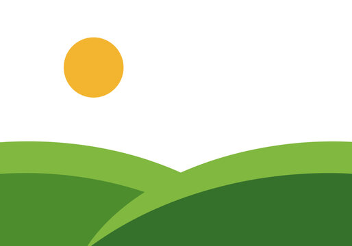 Peaceful Rolling Green Hills Under Sunny Sky.