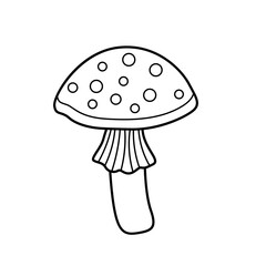 Fly agaric mushrooms. Toxic toadstools. Magic witchcraft coloring book element. Outline contour vector isolated illustration.