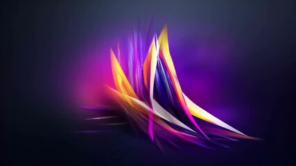Abstract vibrant design featuring dynamic shapes and colors against a dark background