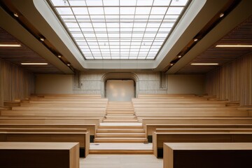 Obraz premium Modern Auditorium With Tiered Seating And Skylight.