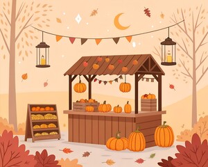 Obraz premium Glowing Crystal Ball with Pumpkins
