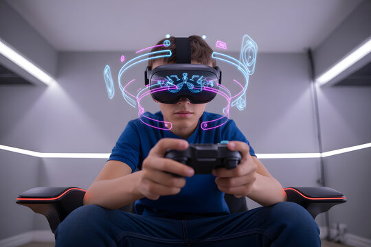 Portrait of a young person with VR headsets