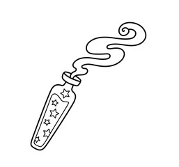 Magic poison bottle. Cartoon witchcraft element. Simple icon. Outline contour vector isolated illustration.