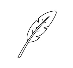 Feather. Simple icon. Outline contour vector isolated illustration.