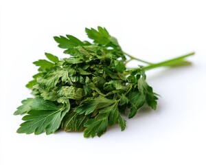 Organic Dried Parsley Leaves Isolated on White for Culinary Use in Kitchen Cooking