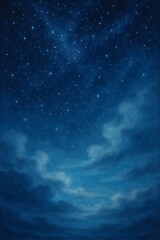 Night sky with stars and clouds oil painting