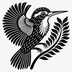 Obraz premium Kingfisher line art White background illustration Generative Ai