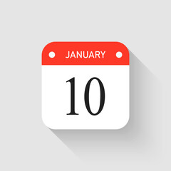 Vector icon page day calendar - 10 January month