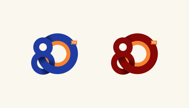 Minimalist Stripes Design Number 80th, 80th Happy Anniversary with Simplicity, Geometric and Modern.