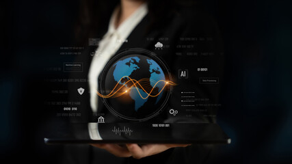 Global AI and data processing system enhances data, AI, and processing efficiency through digital network and global integration of intelligent technology Latch