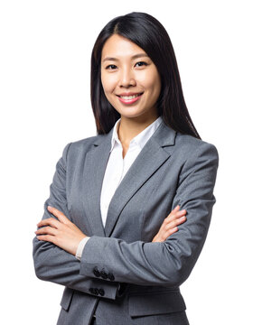 portrait of asian businesswoman isolated on transparent background