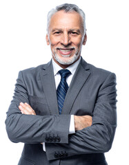 portrait of senior businessman isolated on transparent background