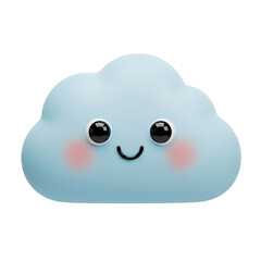 Cute Happy 3D Cloud Isolated Transparent Background Render