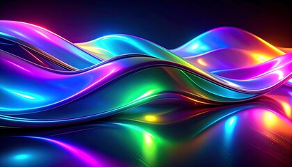 Vibrant, flowing curves of iridescent colors create a dynamic abstract design.