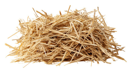 A pile of light brown straw isolated on black background