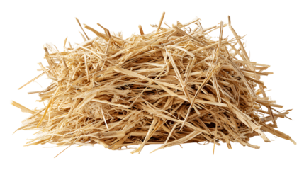 A pile of light brown straw isolated on black background