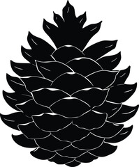 Winter Pinecone Silhouette Illustration | Pinecone Winter Vector Art
