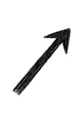 Hand drawn arrow pointing up isolated on white background