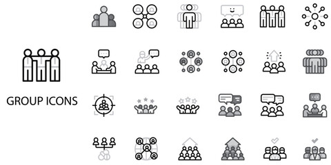 Group simple concept 24 Grew color icons set .Vector illustration.
