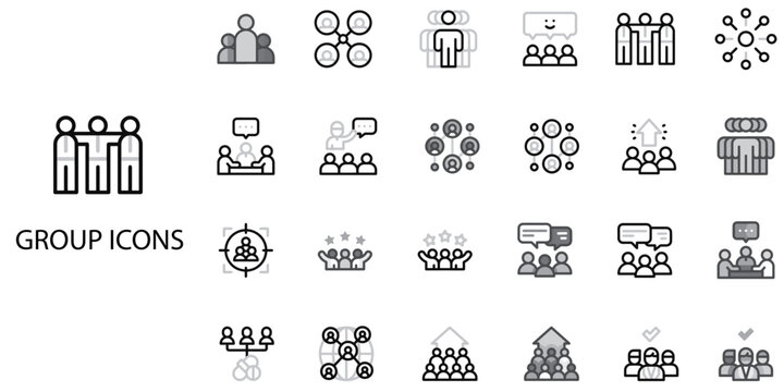 Group simple concept 24 Grew color icons set .Vector illustration.