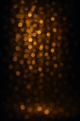 Abstract blurred golden bokeh light on dark background