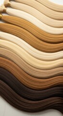 Hair extensions in various shades arranged in a wavy pattern  