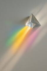 Crystal prism dispersing light into rainbow colors