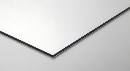 A close-up corner view of a modern white composite panel with a distinct black core layer.