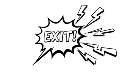 Comic Book Style Exit Sign with Lightning
