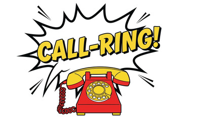 Retro Red and Yellow Telephone with 