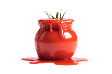 Tomato Ketchup Jar Overflowing Red Sauce Delicious