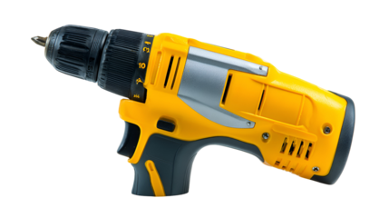 Yellow and Gray Cordless Drill Power Tool Closeup
