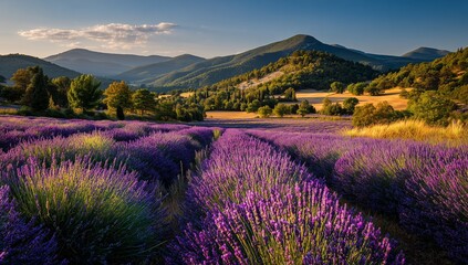 Lavender field at sunset