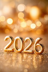 Golden numbers 2026 on sparkling background