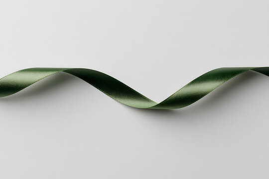 environmental awareness, simple green ribbon on white background for raising awareness