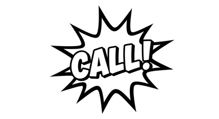 Black and White Comic Book Callout with the Word 